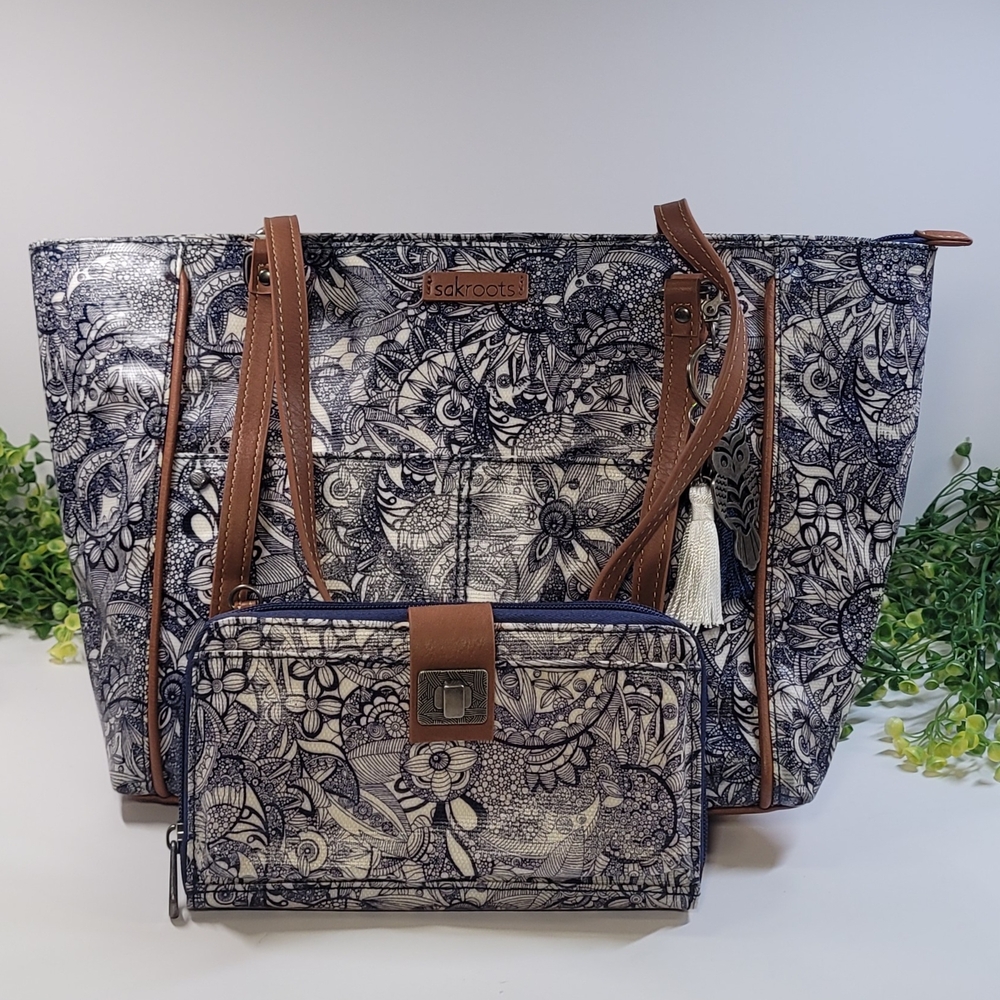 Sakroots Blue and Brown Tote Bag Set